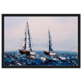 Sailing the Waves – Nautical Seascape Wall Art Print - Framed Canvas - 50x75 cm / 20x30″ - Black frame