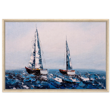 Sailing the Waves – Nautical Seascape Wall Art Print - Framed Canvas - 60x90 cm / 24x36″ - Wood frame