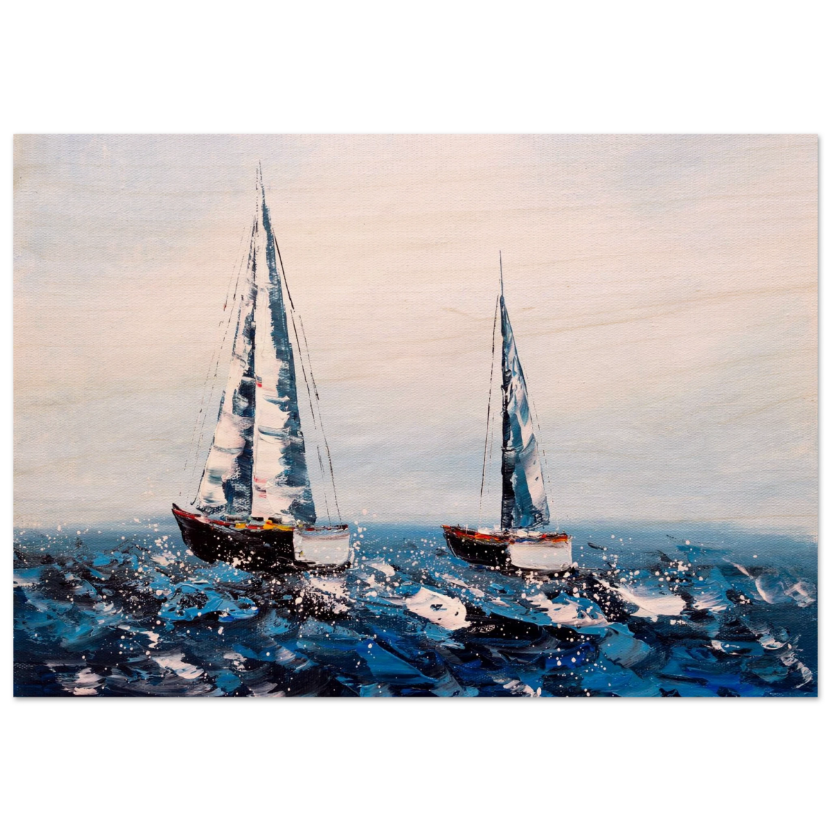 Sailing the Waves – Nautical Seascape Wall Art Print - Wood Prints - 70x100 cm / 28x40″ - 