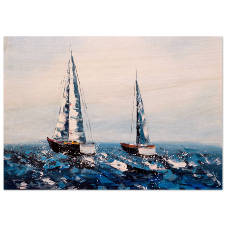 Sailing the Waves – Nautical Seascape Wall Art Print - Wood Prints - 70x100 cm / 28x40″ - 