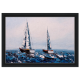 Sailing the Waves – Nautical Seascape Wall Art Print - Framed Canvas - 30x45 cm / 12x18″ - Black frame