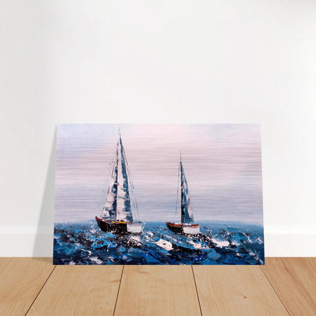 Sailing the Waves – Nautical Seascape Wall Art Print - Brushed Aluminum Print - 60x90 cm / 24x36″ - 