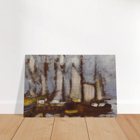 Sailing vessels, 1929, by Alfred William Finch | Vintage wall art print - Brushed Aluminum Print - 30x45 cm / 12x18″ - 
