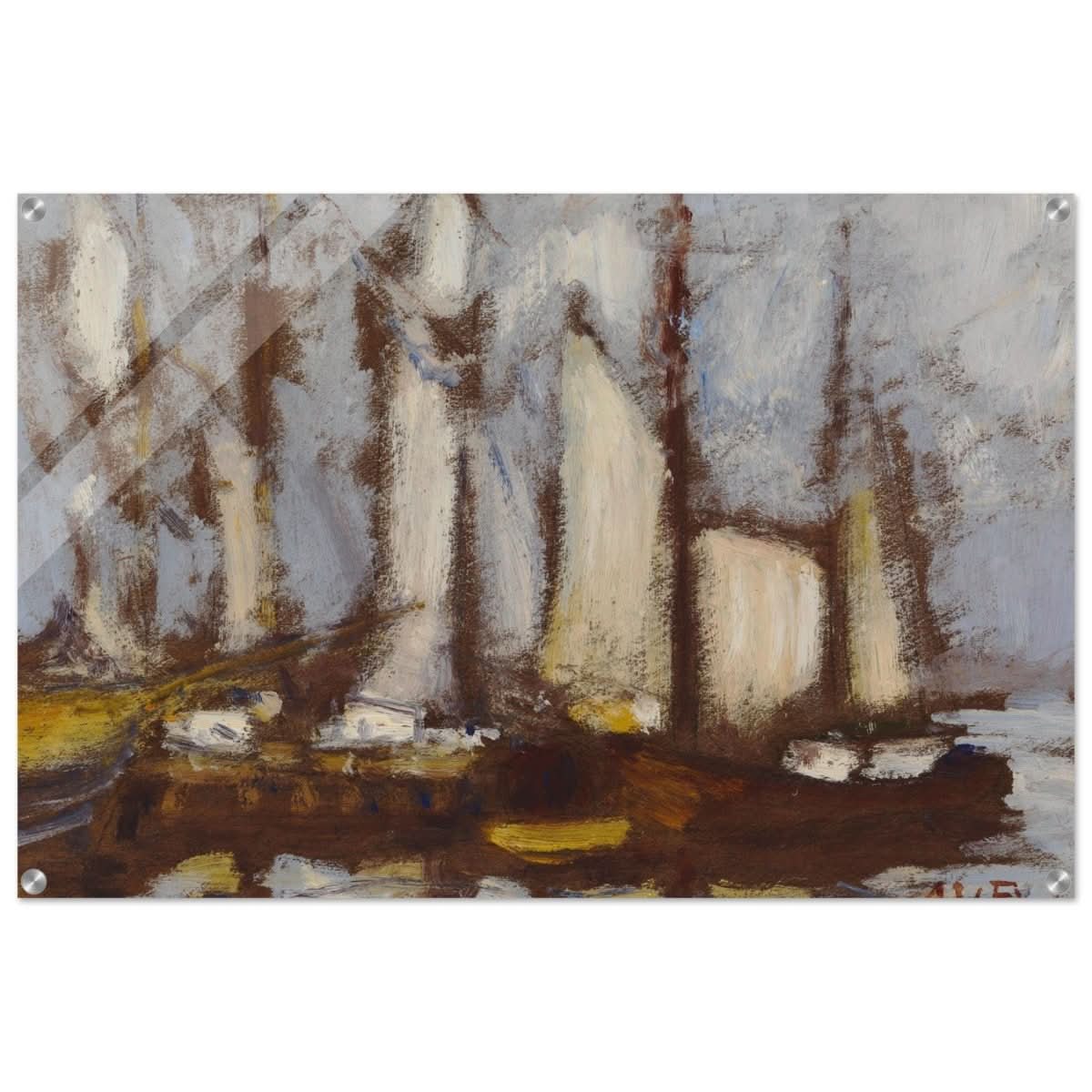 Sailing vessels, 1929, by Alfred William Finch | Vintage wall art print - Acrylic Print - 60x90 cm / 24x36″ - 