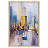 “Sails & Skylines” – Urban Reflections in Motion | Modern Wall art Print - Framed Canvas - 50x75 cm / 20x30″ - Wood frame