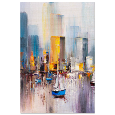 “Sails & Skylines” – Urban Reflections in Motion | Modern Wall art Print - Wood Prints - 50x75 cm / 20x30″ - 