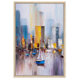 “Sails & Skylines” – Urban Reflections in Motion | Modern Wall art Print - Framed Canvas - 60x90 cm / 24x36″ - Wood frame