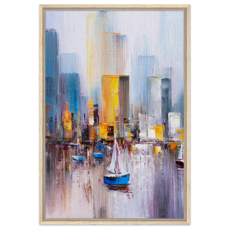 “Sails & Skylines” – Urban Reflections in Motion | Modern Wall art Print - Framed Canvas - 60x90 cm / 24x36″ - Wood frame