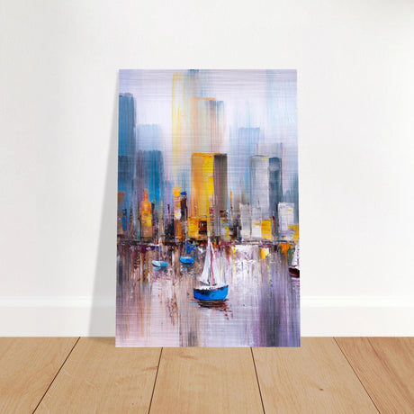 “Sails & Skylines” – Urban Reflections in Motion | Modern Wall art Print - Brushed Aluminum Print - 20x30 cm / 8x12″ - 