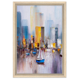 “Sails & Skylines” – Urban Reflections in Motion | Modern Wall art Print - Framed Canvas - 30x45 cm / 12x18″ - Wood frame