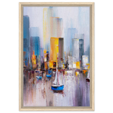 “Sails & Skylines” – Urban Reflections in Motion | Modern Wall art Print - Framed Canvas - 40x60 cm / 16x24″ - Wood frame