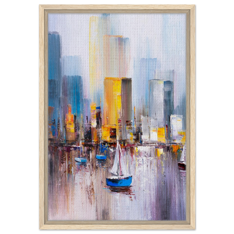 “Sails & Skylines” – Urban Reflections in Motion | Modern Wall art Print - Framed Canvas - 40x60 cm / 16x24″ - Wood frame