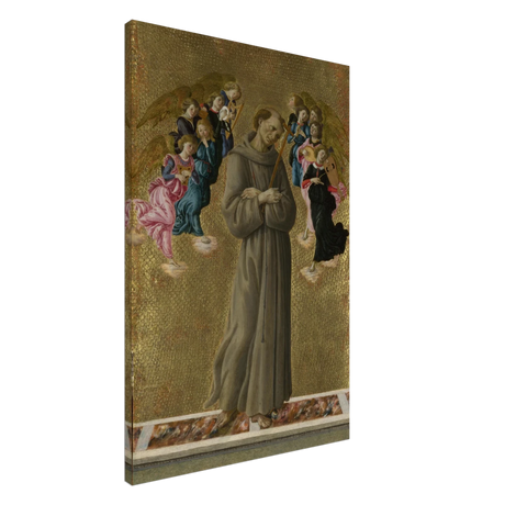 Saint Francis of Assisi with Angels by Sandro Botticelli | Vintage art Wall art print - 60x90 cm / 24x36″ - Canvas - 