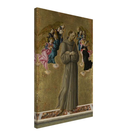 Saint Francis of Assisi with Angels by Sandro Botticelli | Vintage art Wall art print - 40x60 cm / 16x24″ - Canvas - 