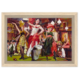 "Saloon Soirée" – Can - Can Dancers in a Wild West Saloon by Bob Byerley | Vintage Western Wall Art Print - Framed Canvas - 20x30 cm / 8x12″ - Wood frame