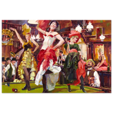 "Saloon Soirée" – Can - Can Dancers in a Wild West Saloon by Bob Byerley | Vintage Western Wall Art Print - Fine Art Poster - 60x90 cm / 24x36″ - 