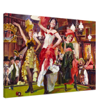 "Saloon Soirée" – Can - Can Dancers in a Wild West Saloon by Bob Byerley | Vintage Western Wall Art Print - Canvas - 60x90 cm / 24x36″ - 