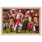 "Saloon Soirée" – Can - Can Dancers in a Wild West Saloon by Bob Byerley | Vintage Western Wall Art Print - Framed Canvas - 30x45 cm / 12x18″ - Wood frame