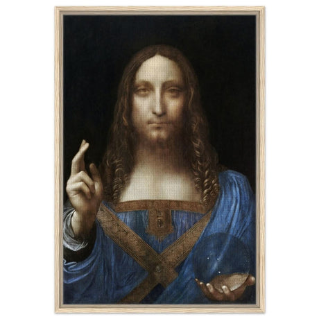 Salvator Mundi by Leonardo da Vinci | Vintage wall art print | Masterpiece - Framed Canvas - 60x90 cm / 24x36″ - Wood frame