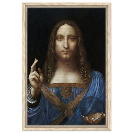 Salvator Mundi by Leonardo da Vinci | Vintage wall art print | Masterpiece - Framed Canvas - 40x60 cm / 16x24″ - Wood frame