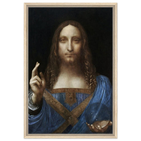 Salvator Mundi by Leonardo da Vinci | Vintage wall art print | Masterpiece - Framed Canvas - 50x75 cm / 20x30″ - Wood frame