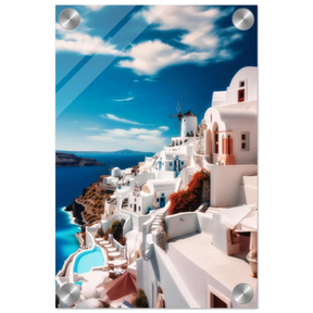 “Santorini Serenity” – Dreamy Greek Island Wall Art Print - Acrylic Print - 20x30 cm / 8x12″ - 