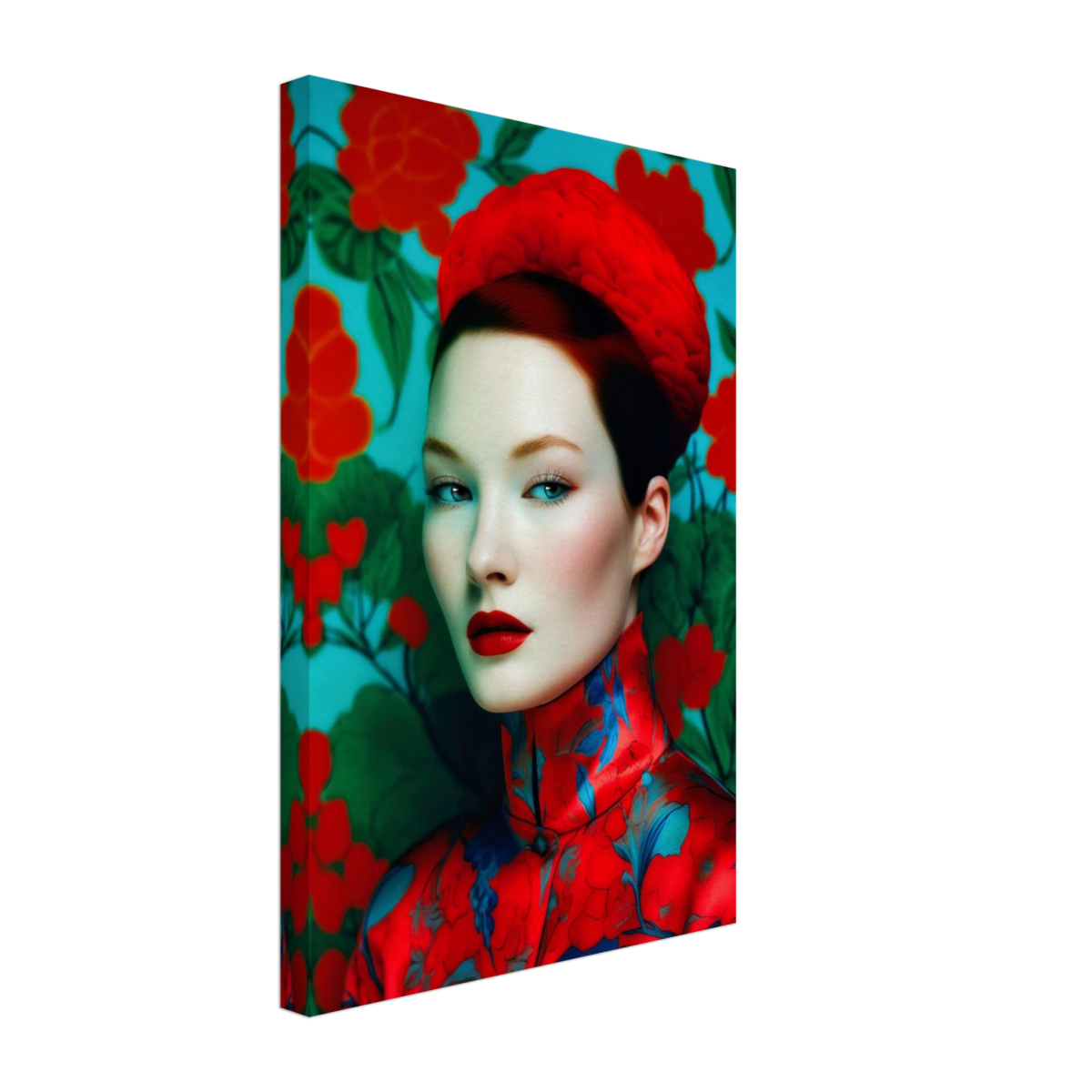 "Scarlet Gaze" – Bold Contemporary Fashion Portrait | Wall Art Print | 3 Design Options - Design Option 2 - 30x45 cm / 12x18″ - 