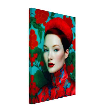 "Scarlet Gaze" – Bold Contemporary Fashion Portrait | Wall Art Print | 3 Design Options - Design Option 2 - 30x45 cm / 12x18″ - 