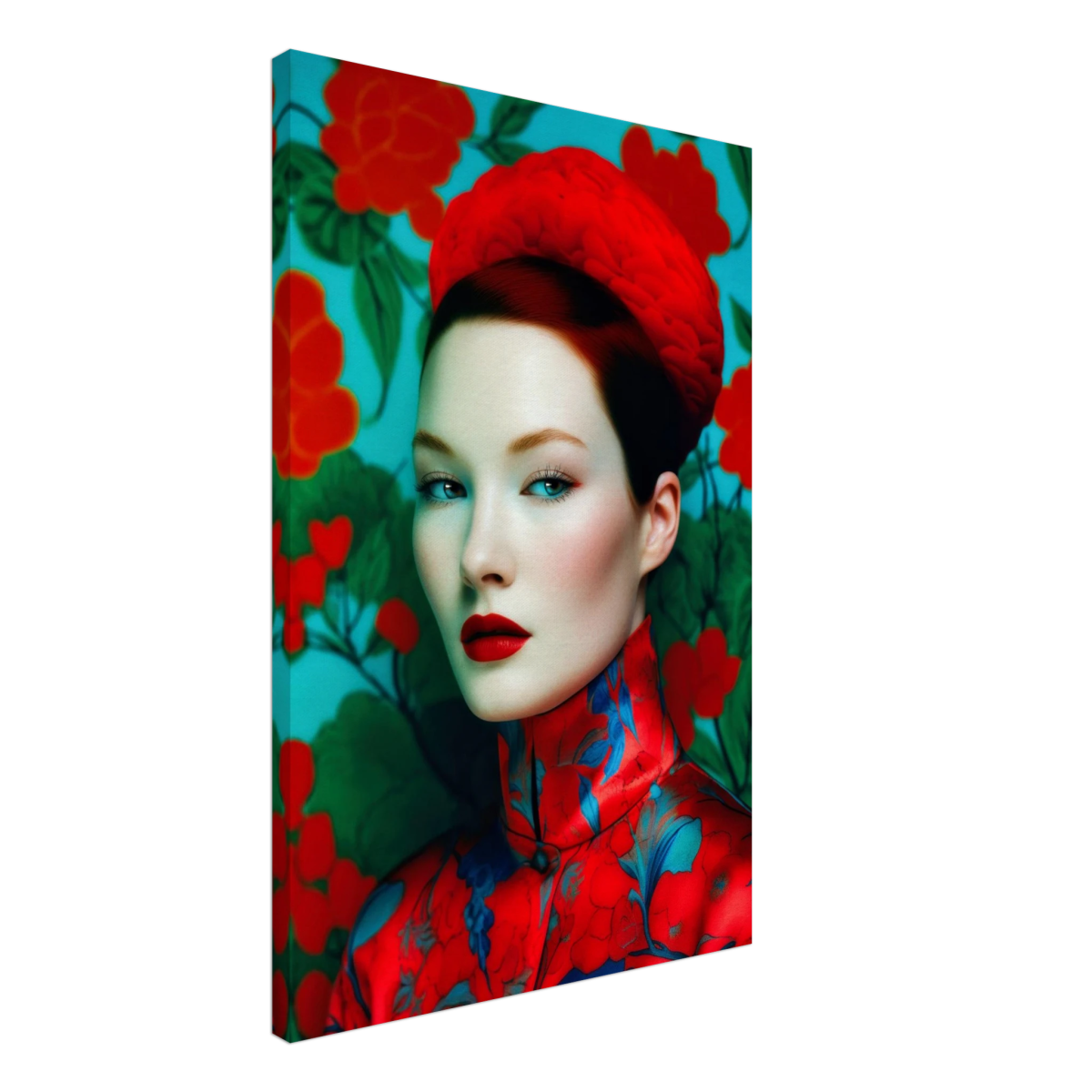 "Scarlet Gaze" – Bold Contemporary Fashion Portrait | Wall Art Print | 3 Design Options - Design Option 2 - 50x75 cm / 20x30″ - 