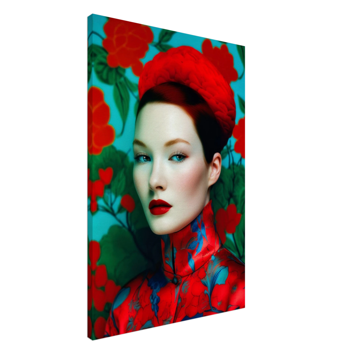 "Scarlet Gaze" – Bold Contemporary Fashion Portrait | Wall Art Print | 3 Design Options - Design Option 2 - 60x90 cm / 24x36″ - 