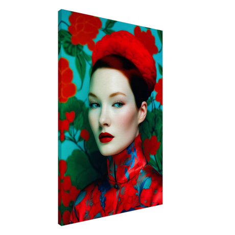 "Scarlet Gaze" – Bold Contemporary Fashion Portrait | Wall Art Print | 3 Design Options - Design Option 2 - 60x90 cm / 24x36″ - 