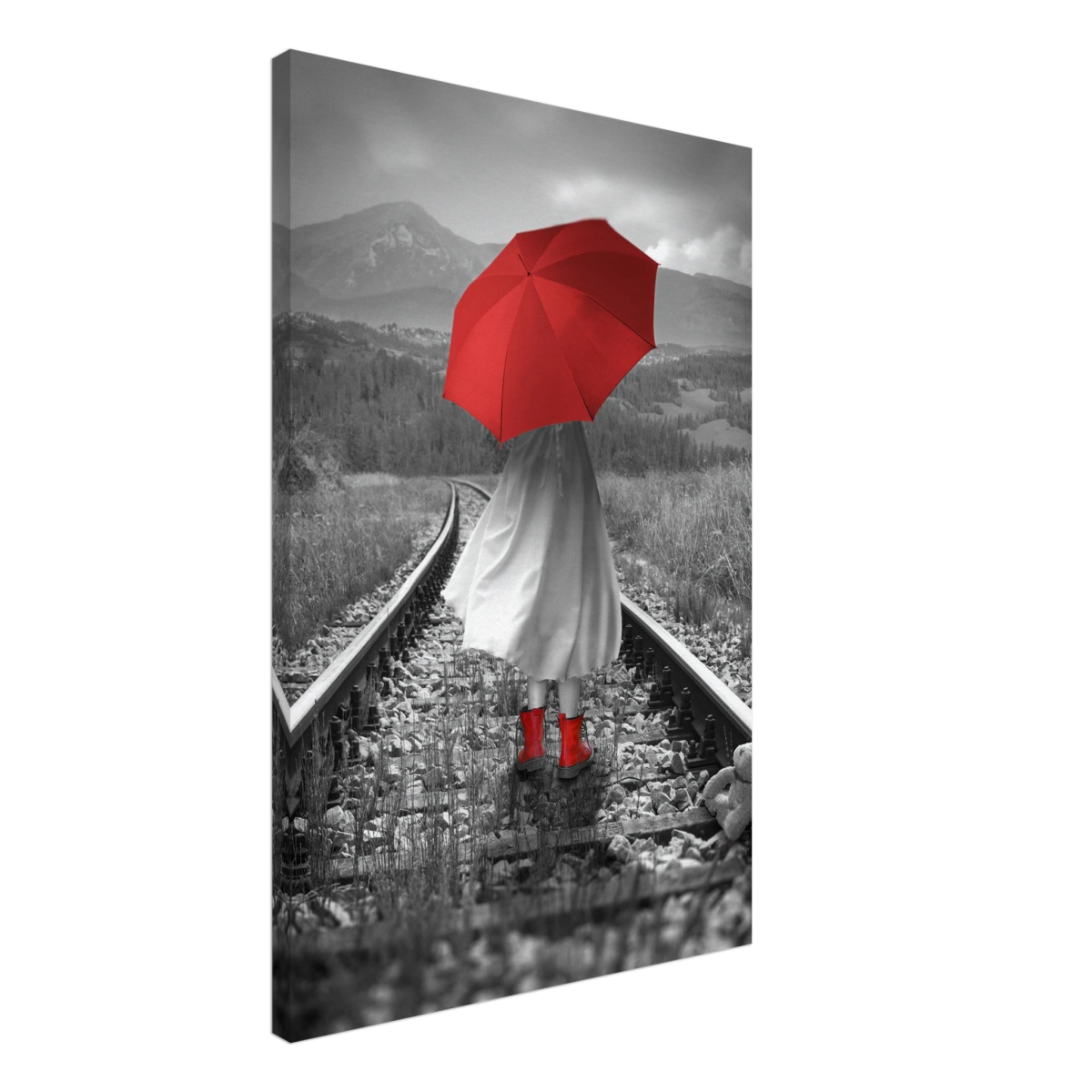 Scarlet Journey – Striking Black & White wall Art Print - Canvas - 50x75 cm / 20x30″ - 