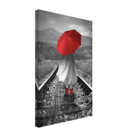 Scarlet Journey – Striking Black & White wall Art Print - Canvas - 40x60 cm / 16x24″ - 