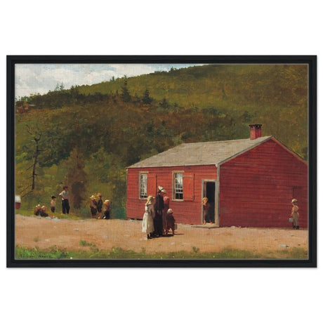 School Time by Winslow Homer | Vintage wall art print - Framed Canvas - 60x90 cm / 24x36″ - Black frame