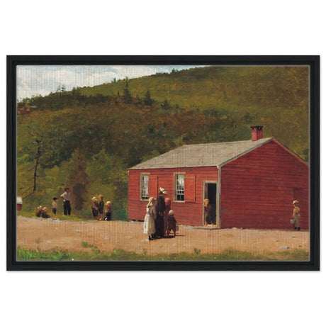 School Time by Winslow Homer | Vintage wall art print - Framed Canvas - 50x75 cm / 20x30″ - Black frame