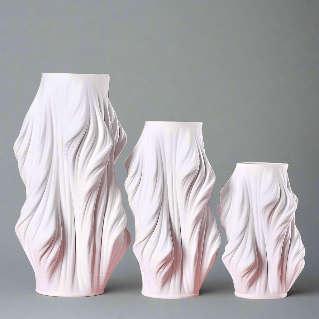 Sculptural White Ceramic Vase – Modern Minimalist Draped Design - Medium (32cmx Width 17cm) - 