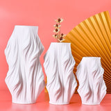 Sculptural White Ceramic Vase – Modern Minimalist Draped Design - Medium (32cmx Width 17cm) - 