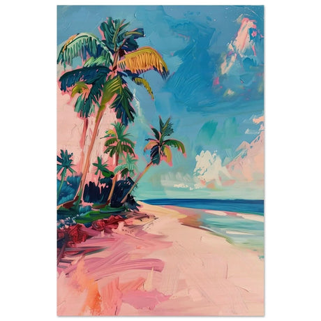 Seaside Dreams | Vibrant Mediterranean Wall Art | Palm Beach wall art print - Wood Prints - 30x45 cm / 12x18″ - 