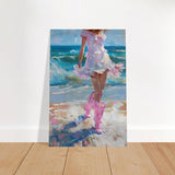 "Seaside Sass" – Pink Boots & Ocean Breeze | Wall Art Print - Brushed Aluminum Print - 50x75 cm / 20x30″ - 
