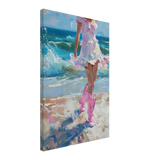 "Seaside Sass" – Pink Boots & Ocean Breeze | Wall Art Print - Canvas - 40x60 cm / 16x24″ - 