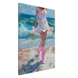"Seaside Sass" – Pink Boots & Ocean Breeze | Wall Art Print - Canvas - 70x100 cm / 28x40″ - 
