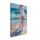 "Seaside Sass" – Pink Boots & Ocean Breeze | Wall Art Print - Canvas - 30x45 cm / 12x18″ - 