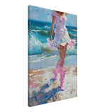 "Seaside Sass" – Pink Boots & Ocean Breeze | Wall Art Print - Canvas - 50x75 cm / 20x30″ - 