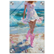 "Seaside Sass" – Pink Boots & Ocean Breeze | Wall Art Print - Acrylic Print - 20x30 cm / 8x12″ - 