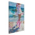"Seaside Sass" – Pink Boots & Ocean Breeze | Wall Art Print - Canvas - 60x90 cm / 24x36″ - 