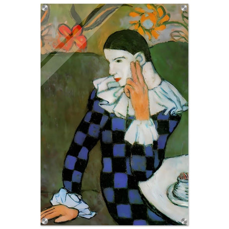 Seated Harlequin by Pablo Picasso | Cubism wall art print | Post impressionism - Acrylic Print - 50x75 cm / 20x30″ - 