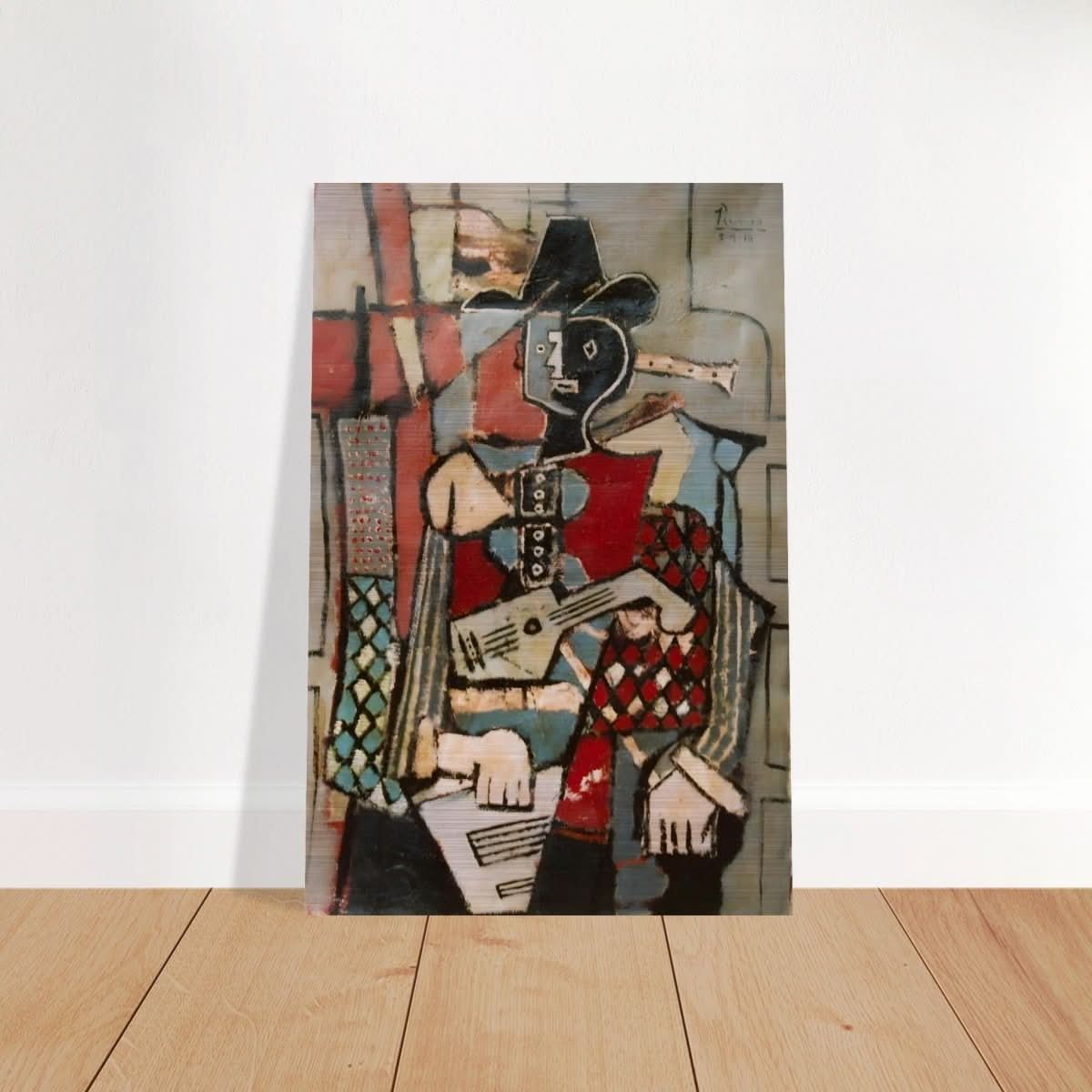 Seated Harlequin by Pablo Picasso - Brushed Aluminum Print - 60x90 cm / 24x36″ - 