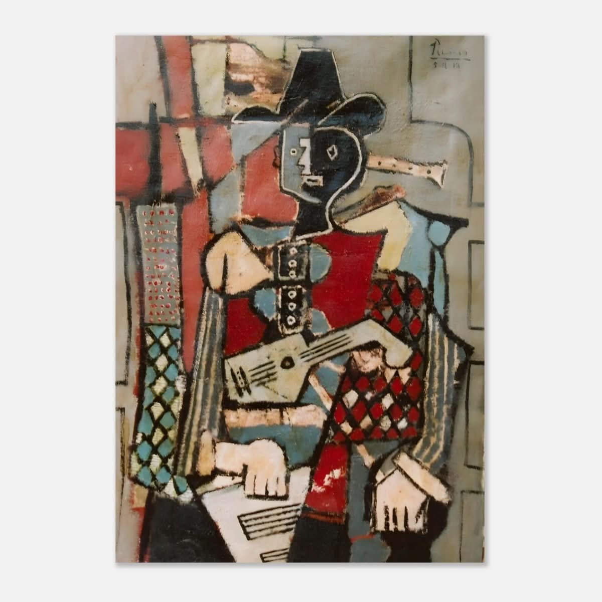 Seated Harlequin by Pablo Picasso - Aluminum Print - 70x100 cm / 28x40″ - 