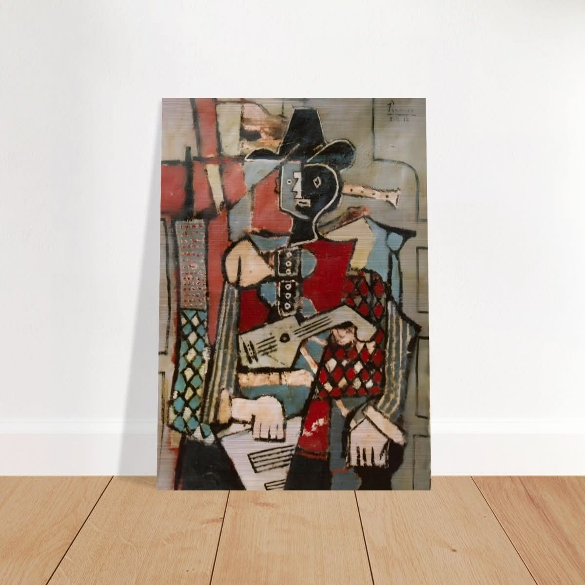 Seated Harlequin by Pablo Picasso - Brushed Aluminum Print - 70x100 cm / 28x40″ - 