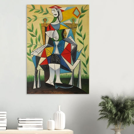 Seated Woman in a Garden by Pablo Picasso 1938 - Wood Prints - 70x100 cm / 28x40″ - 20 mm